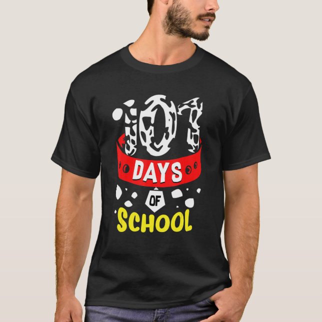 Funny 101 Days School Dog 100th Days Smarter Teach T-Shirt (Front)