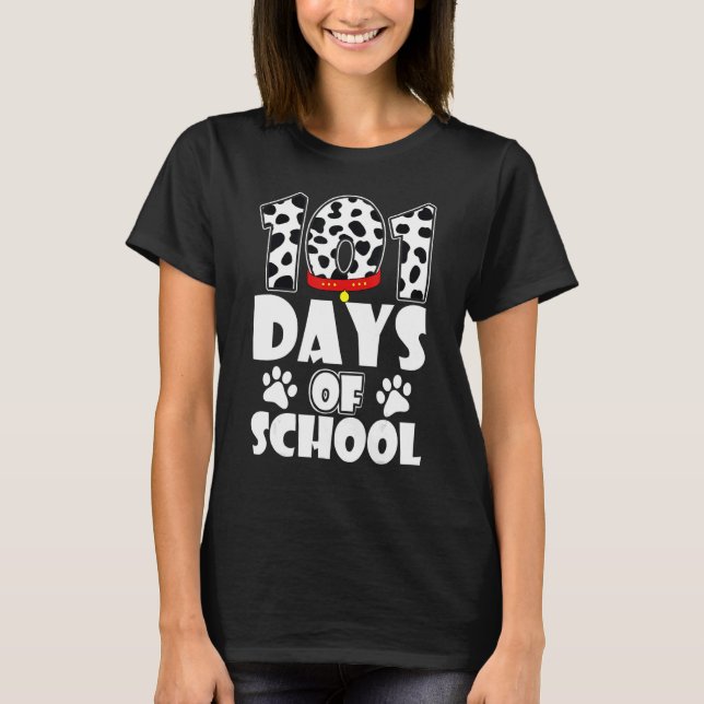 Funny 101 Days School Dog Lover Students Teachers  T-Shirt (Front)