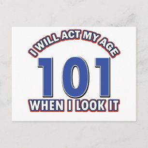 Funny 101 year old designs postcard
