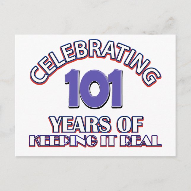 Funny 101st birthday designs postcard (Front)