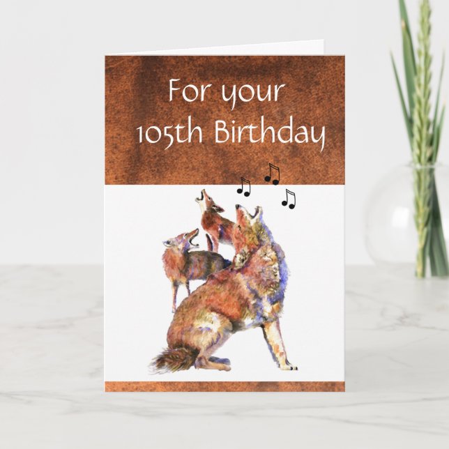 Funny  105th Birthday Howling Coyote Card (Front)