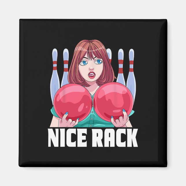 Funny 10-pin Bowler Nice Rack Bowling  Magnet (Front)
