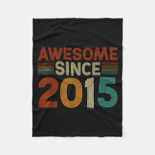 Funny 10 Year Old Awesome Since 2015 Birthday Son  Fleece Blanket