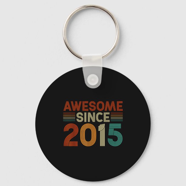 Funny 10 Year Old Awesome Since 2015 Birthday Son  Key Ring (Front)
