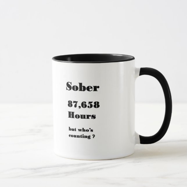 funny 10 year sobriety mug. mug (Right)