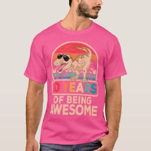 Funny 10 Years Of Being Awesome 10Th Birthday Dino T-Shirt