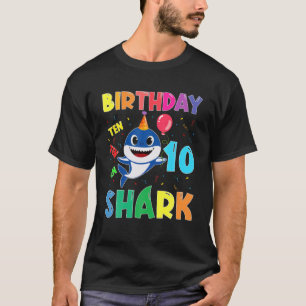Funny 10 Years Old 10th Birthday Shark Doo Doo Gif T-Shirt