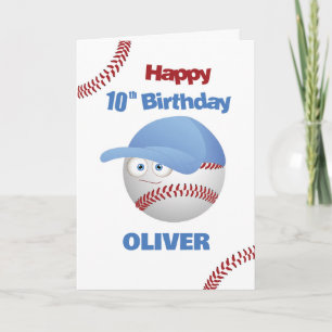 Funny 10th Birthday Baseball Theme Card