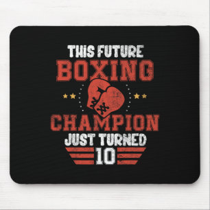 Funny 10th Birthday Boxing Tee Birthday Boy Mouse Mat