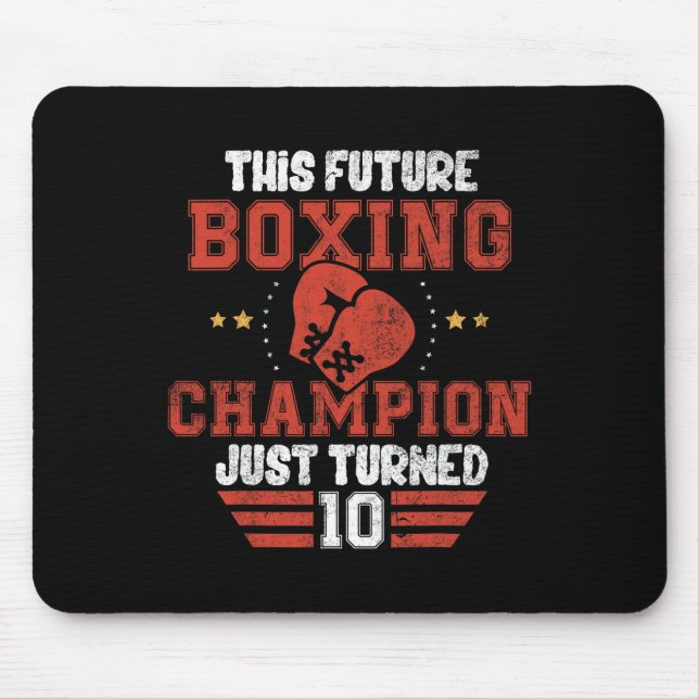 Funny 10th Birthday Boxing Tee Birthday Boy  Mouse Mat (Front)