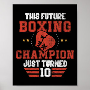 Funny 10th Birthday Boxing Tee Birthday Boy Poster