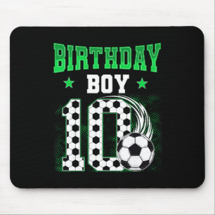 Funny 10th Birthday Boy Soccer Theme Party 10 Year Mouse Mat
