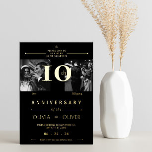 Funny 10th Wedding Anniversary then and now gold