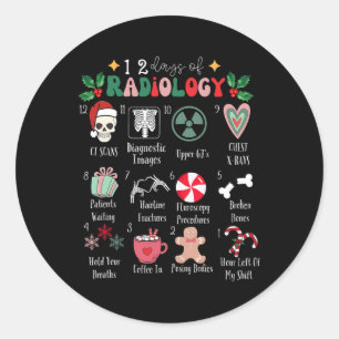 Funny 12 Days Of Radiology Christmas Radiate Xray  Classic Round Sticker