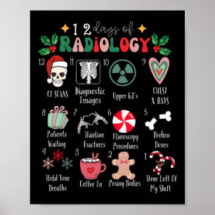 Funny 12 Days Of Radiology Christmas Radiate Xray  Poster
