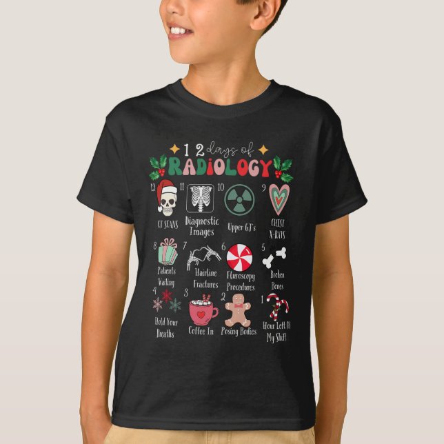 Funny 12 Days Of Radiology Christmas Radiate Xray  T-Shirt (Front)