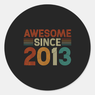 Funny 12 Year Old Awesome Since 2013 Birthday Son Classic Round Sticker