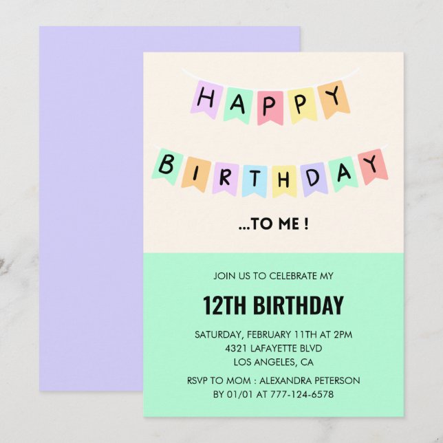  Funny 12th birthday invitations Happy Birthday (Front/Back)