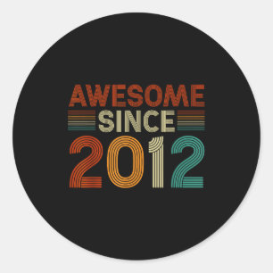 Funny 13 Year Old Awesome Since 2012 Birthday Son Classic Round Sticker