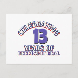 Funny 13th birthday designs postcard