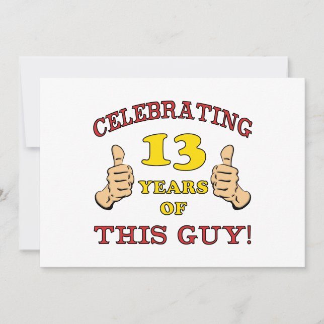Funny 13th Birthday For Boys Card (Front)