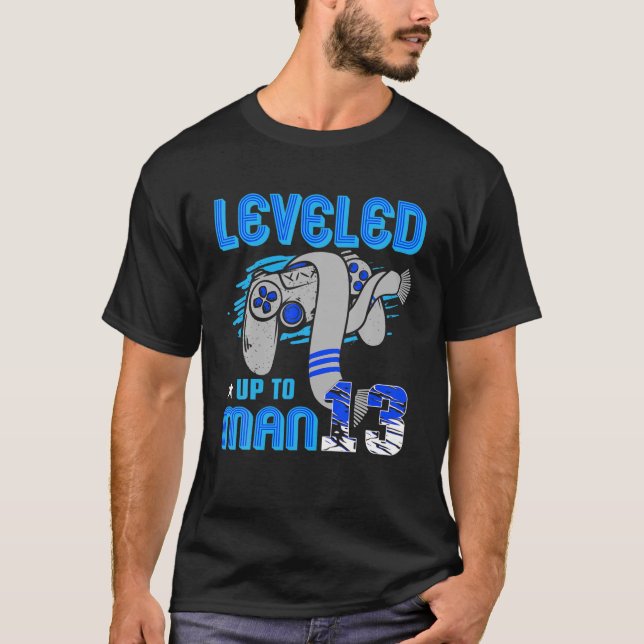 Funny 13Th Birthday Gaming - Bar Mitzvah Levelled  T-Shirt (Front)