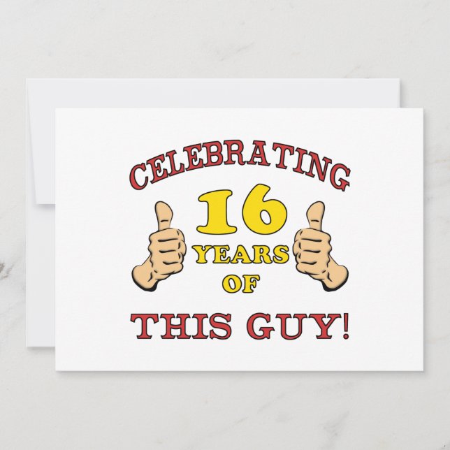 Funny 16th Birthday For Boys Card (Front)