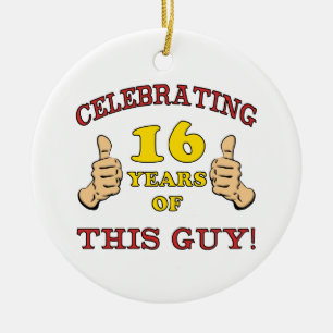 Funny 16th Birthday For Boys Ceramic Tree Decoration