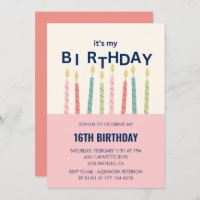Funny 16th birthday invitations Birthday Candle