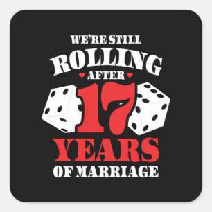 Funny 17th Anniversary Couples Married 17 Years Square Sticker