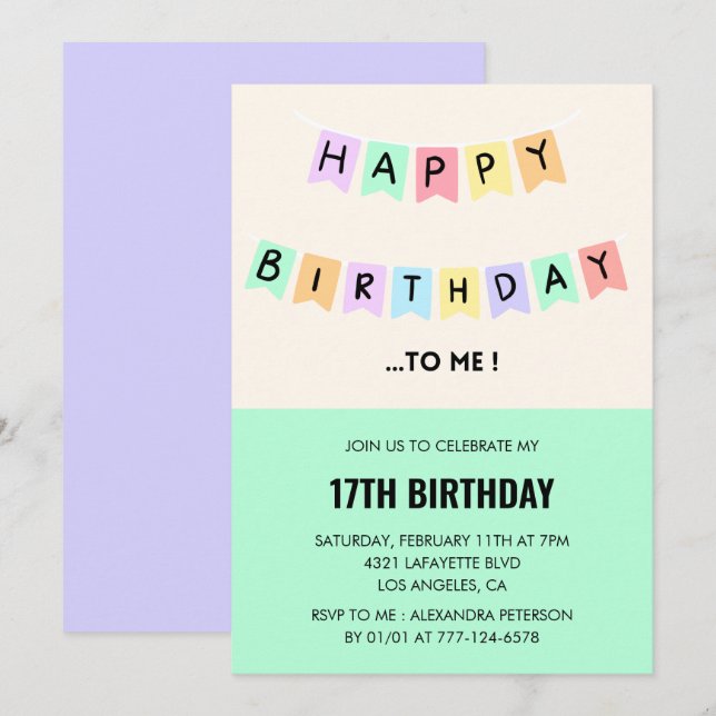  Funny 17th birthday invitations Happy Birthday (Front/Back)