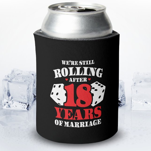 Funny 18th Anniversary Couples Married 18 Years Can Cooler (Creator Uploaded)