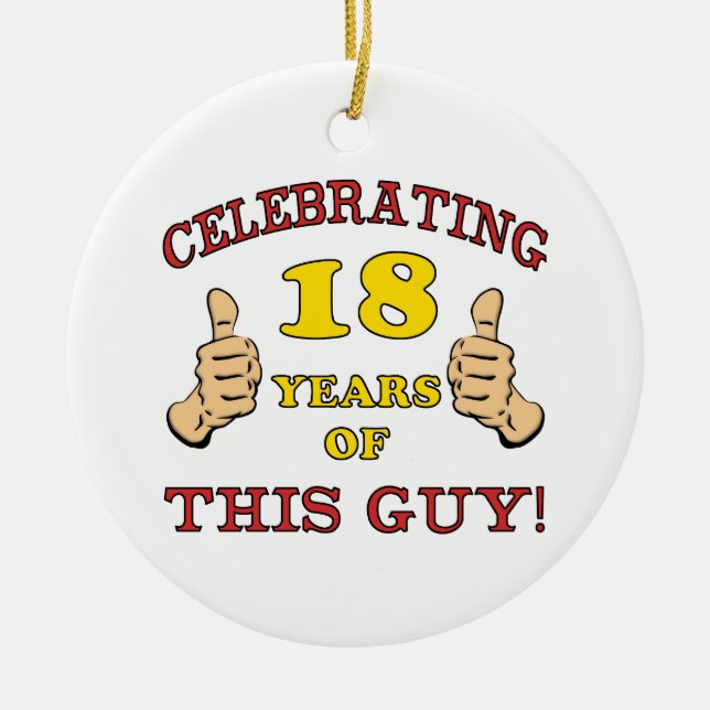 Funny 18th Birthday For Boys Ceramic Tree Decoration (Front)