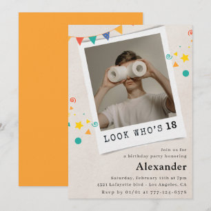 Funny 18th birthday invitations Men Fun Photo