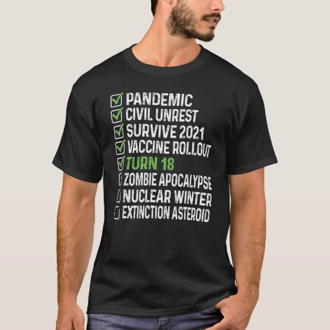Funny 18th Birthday Tee 18 Years Old Checklist 202 (Front)