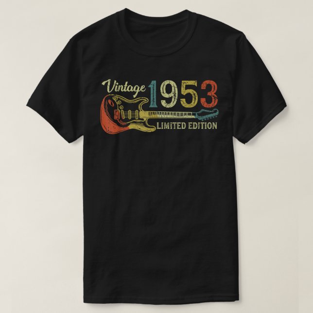 Funny 1953 birthday gift for men Guitar Lover 69th T-Shirt (Design Front)