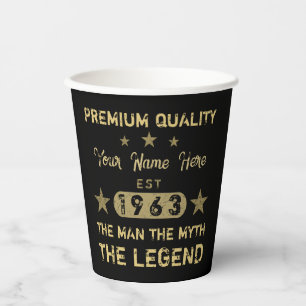 Funny 1963 Birthday Man Myth Legend Paper Cups