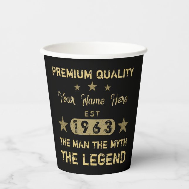 Funny 1963 Birthday Man Myth Legend Paper Cups (Front)