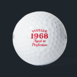 Funny 1968 Aged to perfection 50th Birthday Golf Balls<br><div class="desc">Funny 1968 Aged to perfection 50th Birthday golf ball gift set. Retro style typography template with year of birth. Personalised golf balls with funny quote. Add your own humourous quote, saying or custom name. Cute golfing gift ideas for him and her. Fun golfer presents for fiftieth Birthday party, Fathers day,...</div>