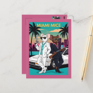 Funny 1980s Miami Themed Postcard