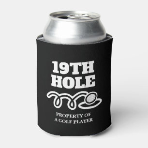 Funny 19th hole golf humour gift beverage beer can cooler