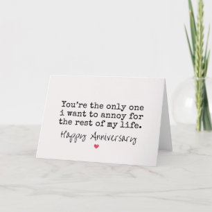 funny 1st anniversary card for wife / for husband 