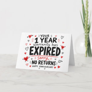 Funny 1st Anniversary heart hand drawn gift Card