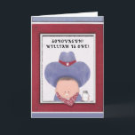 Funny 1st Birthday Card<br><div class="desc">Cute first birthday gift card featuring baby cowboy with a milk moustache. To customise, edit text to add name of baby boy or otherwise personalise.</div>
