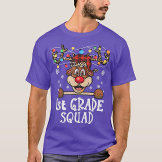 Funny 1st grade Squad Reindeer Christmas Teacher X T-Shirt