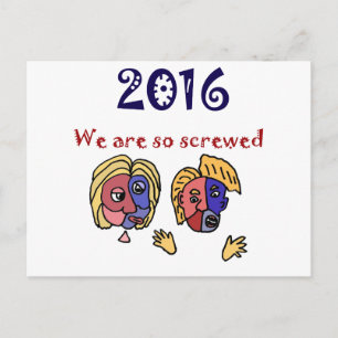 Funny 2016 Election Frustration Cartoon Postcard