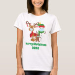 Funny 2020 Reindeer Snowman Face masks Christmas T-Shirt<br><div class="desc">This design was created though digital art. You may change the style of this shirt by choosing More > under the style option. It may be personalised by clicking the customise button and changing the colour, adding a name, initials or your favourite words. Contact me at colorflowcreations@gmail.com if you with...</div>