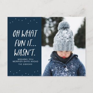 Funny 2021 Christmas oh what fun it wasn't navy Holiday Postcard