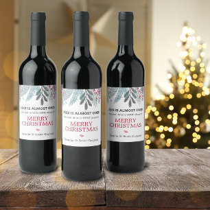 Funny 2021 Is Almost Over Greenery Name Holiday Wine Label