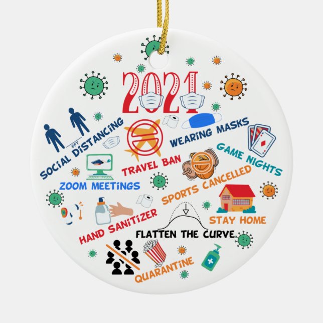 funny 2021 pandemic christmas ceramic ornament (Front)
